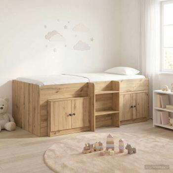 ARDEBO.de - Loft Bettgestell mit Schrank 3 stk. Artisan-Eiche Holzwerkstoff