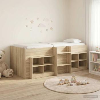 ARDEBO.de - Loft Bettgestell mit Schrank 3 stk. Sonoma-Eiche Holzwerkstoff