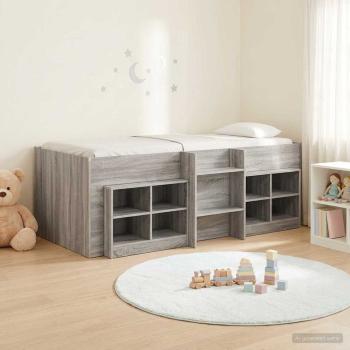 ARDEBO.de - Loft Bettgestell mit Schrank 3 stk. Grau Sonoma Holzwerkstoff