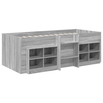 Loft Bettgestell mit Schrank 3 stk. Grau Sonoma Holzwerkstoff