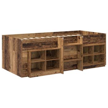 Loft Bettgestell mit Schrank 3 stk. Altholz Holzwerkstoff