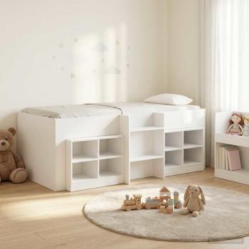 ARDEBO.de - Loft Bettgestell mit Schrank 3 stk. Weiß Holzwerkstoff