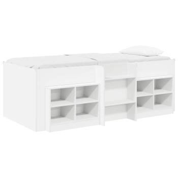 Loft Bettgestell mit Schrank 3 stk. Weiß Holzwerkstoff