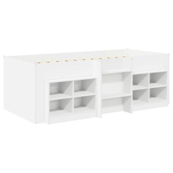 Loft Bettgestell mit Schrank 3 stk. Weiß Holzwerkstoff