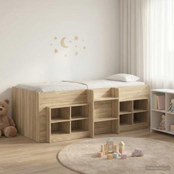 ARDEBO.de - Loft Bettgestell mit Schrank 3 stk. Sonoma-Eiche Holzwerkstoff