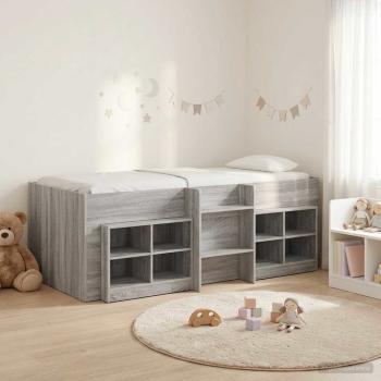 ARDEBO.de - Loft Bettgestell mit Schrank 3 stk. Sonoma-Grau Holzwerkstoff