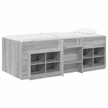 Loft Bettgestell mit Schrank 3 stk. Sonoma-Grau Holzwerkstoff