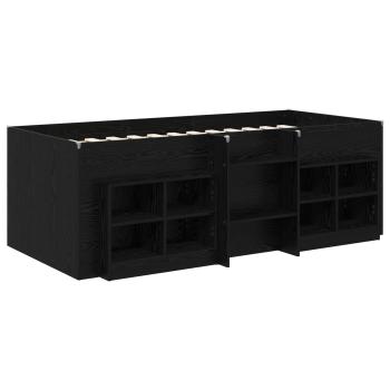 Loft Bettgestell mit Schrank 3 stk. Schwarz Holzwerkstoff