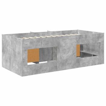 Loft Bettgestell mit Schrank 3 stk. Betongrau Holzwerkstoff