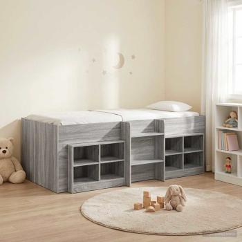 ARDEBO.de - Loft Bettgestell mit Schrank 3 stk. Grau Sonoma Holzwerkstoff
