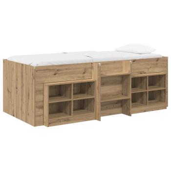 Loft Bettgestell mit Schrank 3 stk. Artisan-Eiche Holzwerkstoff