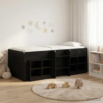 ARDEBO.de - Loft Bettgestell mit Schrank 3 stk. Schwarz Holzwerkstoff