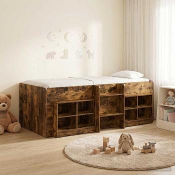 ARDEBO.de - Loft Bettgestell mit Schrank mit Regal 3 stk. Geräucherte Eiche