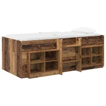 Loft Bettgestell mit Schrank 3 stk. Altholz Holzwerkstoff