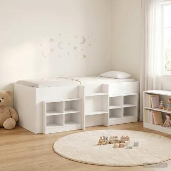 ARDEBO.de - Loft Bettgestell mit Schrank 3 Stk. Weiß Holzwerkstoff