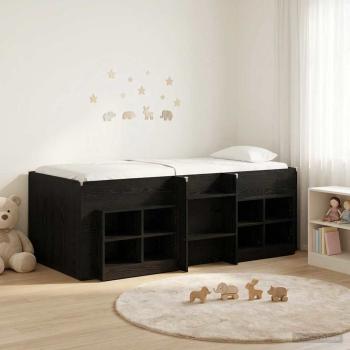 ARDEBO.de - Loft Bettgestell mit Schrank mit Regal 3 stk. Schwarze Eiche