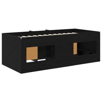 Loft Bettgestell mit Schrank mit Regal 3 stk. Schwarze Eiche