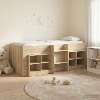 ARDEBO.de - Loft Bettgestell mit Schrank 3 stk. Sonoma-Eiche Holzwerkstoff