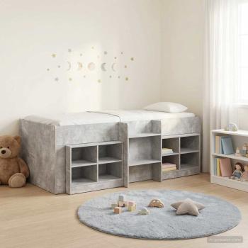 ARDEBO.de - Loft Bettgestell mit Schrank 3 stk. Betongrau Holzwerkstoff