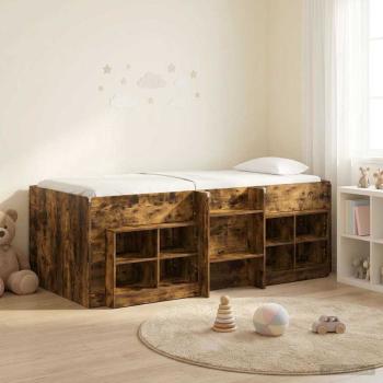 ARDEBO.de - Loft Bettgestell mit Schrank mit Regal 3 stk. Geräucherte Eiche