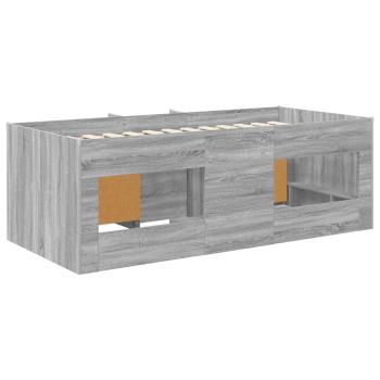 Loft Bettgestell mit Schrank 3 stk. Grau Sonoma Holzwerkstoff