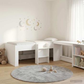 ARDEBO.de - Hochbett mit Schreibtisch für Kinder 2 stk. Weiß Holzwerkstoff
