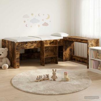 ARDEBO.de - Hochbett mit Schreibtisch für Kinder 2 stk. Räuchereiche