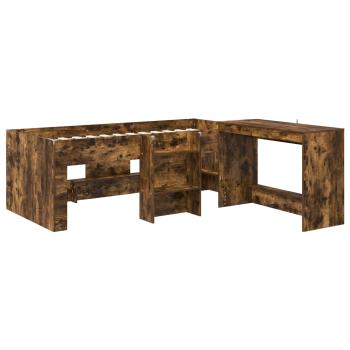 Hochbett mit Schreibtisch für Kinder 2 stk. Räuchereiche