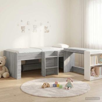 ARDEBO.de - Hochbett mit Schreibtisch für Kinder 2 stk. Sonoma-Grau