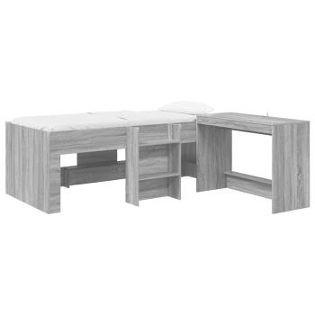 Hochbett mit Schreibtisch für Kinder 2 stk. Sonoma-Grau
