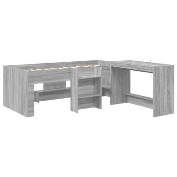 Hochbett mit Schreibtisch für Kinder 2 stk. Sonoma-Grau