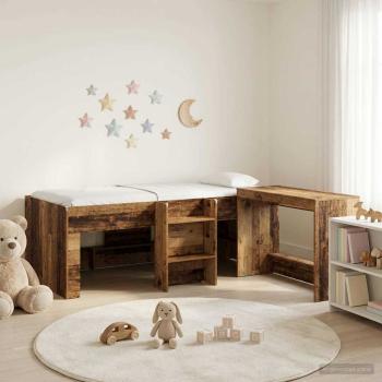 ARDEBO.de - Hochbett mit Schreibtisch für Kinder 2 stk. Altholz
