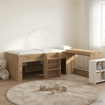 ARDEBO.de - Hochbett mit Schreibtisch für Kinder 2 stk. Artisan-Eiche