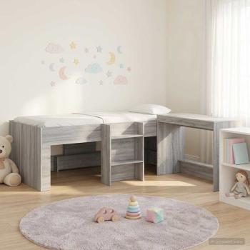 ARDEBO.de - Bettgestell mit Schreibtisch 2 Stk. Grau Sonoma Holzwerkstoff