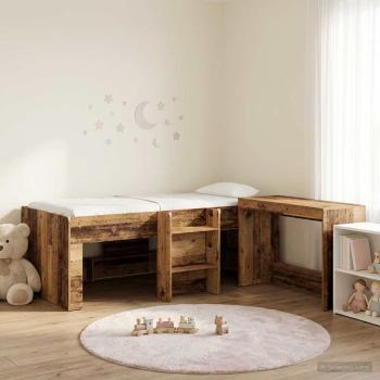 ARDEBO.de - Bettgestell mit Schreibtisch 2 Stk. Altholz Holzwerkstoff