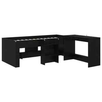 Hochbett mit Schreibtisch für Kinder 2 Stk. Schwarze Eiche