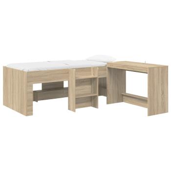 Hochbett mit Schreibtisch für Kinder 2 Stk. Sonoma-Eiche