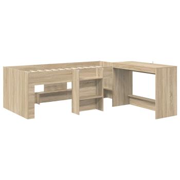 Hochbett mit Schreibtisch für Kinder 2 Stk. Sonoma-Eiche