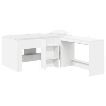 Hochbett mit Schreibtisch für Kinder 2 Stk. Weiß Holzwerkstoff