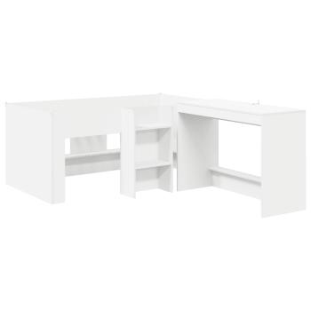 Hochbett mit Schreibtisch für Kinder 2 Stk. Weiß Holzwerkstoff