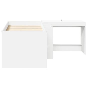 Hochbett mit Schreibtisch für Kinder 2 Stk. Weiß Holzwerkstoff