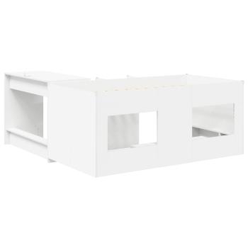 Hochbett mit Schreibtisch für Kinder 2 Stk. Weiß Holzwerkstoff