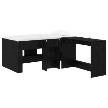 Hochbett mit Schreibtisch für Kinder 2 Stk. Schwarze Eiche