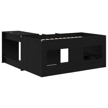 Hochbett mit Schreibtisch für Kinder 2 Stk. Schwarze Eiche