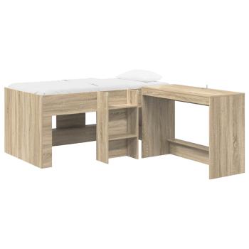 Hochbett mit Schreibtisch für Kinder 2 Stk. Sonoma-Eiche