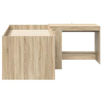 Hochbett mit Schreibtisch für Kinder 2 Stk. Sonoma-Eiche