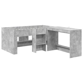 Hochbett mit Schreibtisch für Kinder 2 Stk. Betongrau