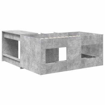 Hochbett mit Schreibtisch für Kinder 2 Stk. Betongrau
