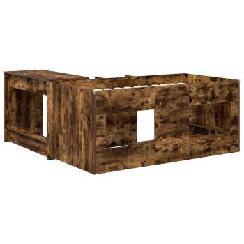 Hochbett mit Schreibtisch für Kinder 2 Stk. Geräucherte Eiche