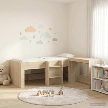 ARDEBO.de - Hochbett mit Schreibtisch für Kinder 2 stk. Sonoma-Eiche